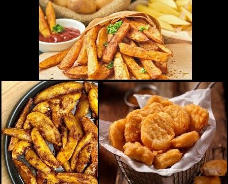 Frites, potatoes et nuggets